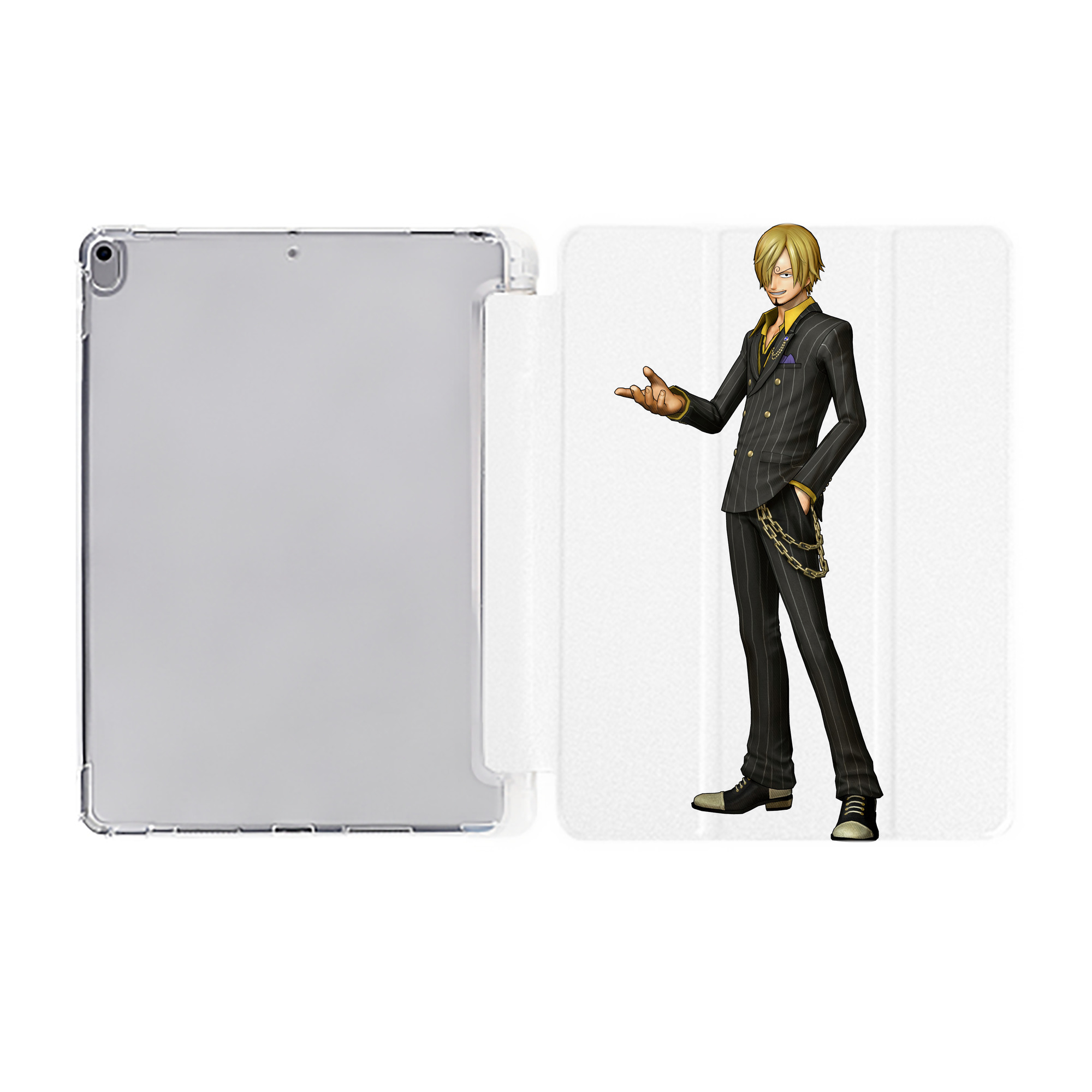 （画像用） ワンピース サンジ ONE PIECE Sanji IPad ケース ペン収納付き 三つ折りスタンド PUレザー×シリコン 対応機種9.5/10.5/10.9インチ